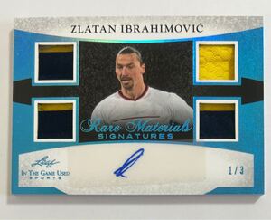 2024 Leaf In the Game Used Zlatan Ibrahimovic 1/3枚限定 Auto 4 Piece Patch Jersey Rare Materials Soccer