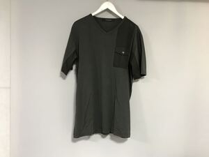 本物インターメッツォINTERMEZZOコットンリヨセルVネックデカビッグ半袖TシャツメンズサーフアメカジミリタリーワークXLゴルフLLグレー