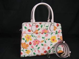 1円 ■美品■ kate spade ケイトスペード KG734 マディソン ストロベリーガーデン PVC 2WAY ハンドバッグ ショルダー ピンク系 FH0785