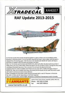 1/144　エクストラデカール　Xtradecal X44007 RAF Update 2013-2015