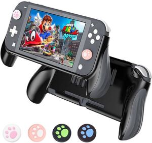 d-955 SIVOM Switch Lite ハンドルグリップ カバー ゲームハンドヘルド ケース 衝撃吸収 擦り傷防止 滑り止メ（ブラック）