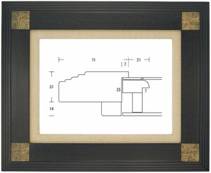 額縁 油彩額縁 油絵額縁 木製フレーム 亜土マット付 青黒 サイズP6号