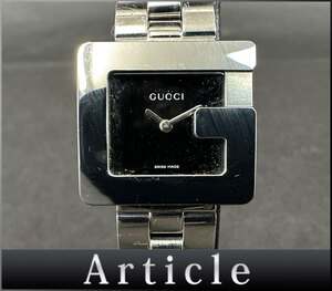 200905◆動作確認済 GUCCI グッチ Gウォッチ 腕時計 クォーツ 3600L 2針 アナログ スクエア SS ブラック シルバー レディース/ D