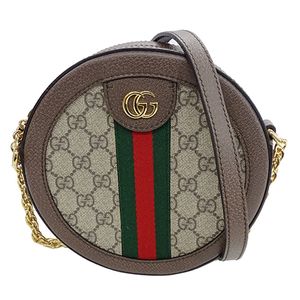 グッチ GUCCI バッグ レディース ブランド チェーンショルダーバッグ GGスプリーム キャンバス オフィディア ミニ ブラウン 550618 丸型