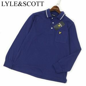 【新品 未使用】 LYLE&SCOTT ライル＆スコット 通年 長袖 ロゴ刺繍★ ポロシャツ Sz.M　メンズ ネイビー　C4T00438_1#C