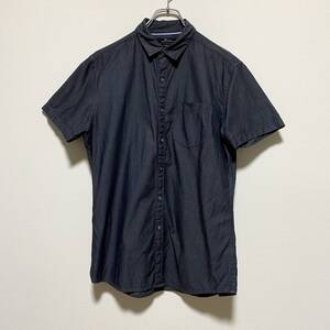 アメリカ古着　半袖シャツ　コットンシャツ　SLIM FIT スリムフィット　チャコールグレー　【A162】