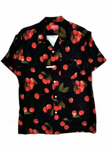 SUPREME Cherry Rayon S/S Shirt シュプリーム チェリー レーヨン 総柄 半袖シャツ ブラック Mサイズ