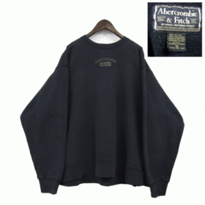 ビッグサイズ XL USA製 アバクロンビー&フィッチ Abercrombie&Fitch ロゴ スウェット トレーナー 裏地ボア ブラック 古着 2F0985