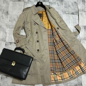 美品★Lサイズ相当 BURBERRY バーバリー トレンチコート ノバチェック ライナー ベルト付き カシミヤ シーアイランドコットン 高級綿