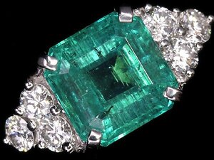 GM11869S【1円～】新品【RK宝石】≪Emerald≫ 美しいテリ!! 極上エメラルド 特大3.16ct 極上ダイヤモンド 0.53ct Pt900 高級リング ダイヤ