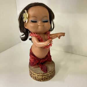 ハワイのLANALILA CRAFTのソフビのフラガール人形　ヴィンテージ　ジャンク