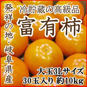 【Good】すぐ発送！超大玉3Lサイズ！発祥の地・岐阜産『本貯蔵富有柿』3L30玉10kg