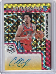 [ルーキー] NBAカード 2021-22 Mosaic Basketball Cade Cunningham RC Red and Yellow Fusion Choice auto ケイド カニングハム Pistons