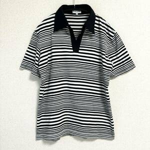 Paul Smith ポールスミス ポロシャツ M ボーダー ホワイト ブラック 日本製 Tシャツ 夏 人気 美品 半袖ポロシャツ 白 黒 しましま 牛 定番