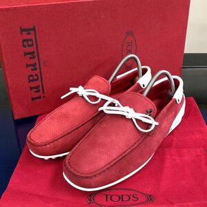 未使用品【トッズ×フェラーリ】基準内 TOD’S×Ferrari 靴 24cm スリッポン ローファー シューズ ヌバック系レザー メンズ 紳士 伊製 5 箱