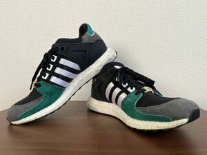 美中古★adidas EQT Support 93/16 27.5cm CORE BLACK/WHITE/SUB GREEN EQUIPMENT（エキップメント　アディダス　BOOST グリーン　緑）