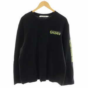 カルバンクライン CALVIN KLEIN Tシャツ カットソー 長袖 ロゴ L 黒 ブラック /AN27 メンズ