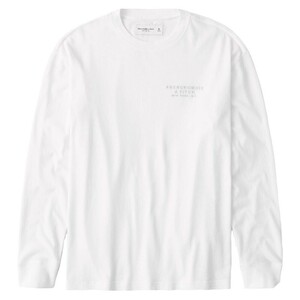 ★未使用(訳あり)★アバクロンビー アンド フィッチ メンズ 長袖Tシャツ ロンT ホワイト XXLサイズ (A060)