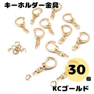 キーホルダー ナスカン KCゴールド 金具 30個 フック チェーン