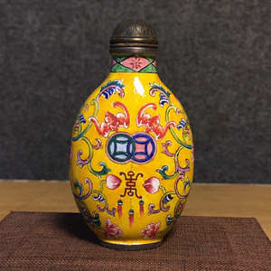 【蔵友館蔵品・銅製・景泰藍・琺瑯彩・花卉紋・鼻煙壺】・希少珍品・置物・賞物・中国時代美術