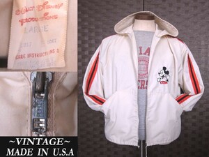  70s 80s ビンテージ Disney ミッキー USAアメリカ製 Mickey Mouse アノラック hoody ジップJACKET オフィシャル VINTAGE ディズニーRL