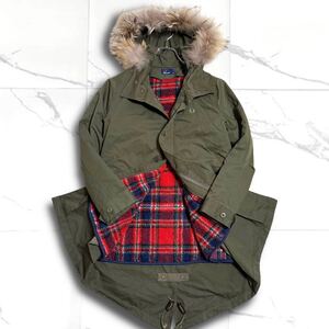 FRED PERRY フレッドペリー Fishtail Parka フィッシュテールパーカー モッズコート M51 ラクーンファー チェック ボアライナー カーキ