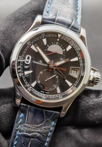 中古美品 保証書あり ジャガー ルクルト Jaeger-LeCoultre マスター コンプレッサー GMT Q1738471 146.8.05 ブラック メンズ 自動巻腕時計