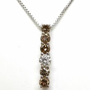 豪華!!◆Pt900/K18天然ダイヤモンドネックレス◆J 約7.0g 約42.0cm 1.07ct diamond necklace jewelry ジュエリー EG6/EH1