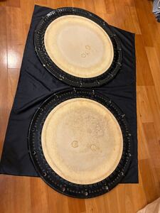 価格30万円程●和太鼓 桶胴太鼓　2尺3寸70cm 牛皮　張り替え用 両面 二枚