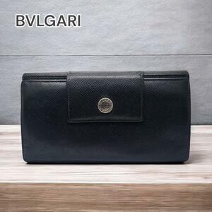 【1点限り】BVLGARI ブルガリ 長財布 三つ折り ブラック レザー