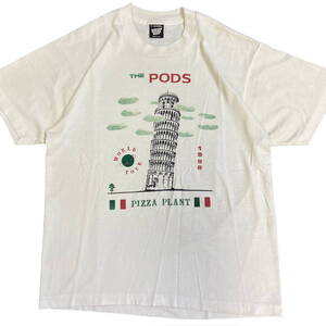 80s USA製 ITALIA ピサの斜塔 Tシャツ XL ホワイト イタリア THE PODS 1988 PIZZA PLANT スーベニア お土産 PISA アート ヴィンテージ 