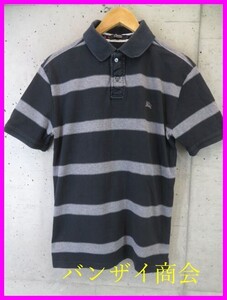 【送料300円可】4280b5◆お洒落◆BURBERRY BLACKLABEL バーバリー ブラックレーベル 半袖ボーダーポロシャツ 3/ジャケット/コート/パンツ