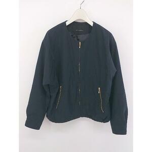 ◇ green label relaxing UNITED ARROWS ノーカラー 長袖 ブルゾン サイズ36 ネイビー レディース P