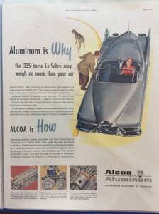 即決【mid-century advertising/LIFE/POST/広告027】Alcoa/アルコア/アルミニウム/自動車/1953年/ミッドセンチュリー/アメリカンカルチャー