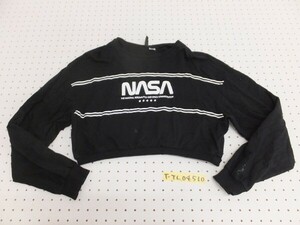 H&M エイチアンドエム レディース NASAロゴプリント ショート丈カットソー L 黒白