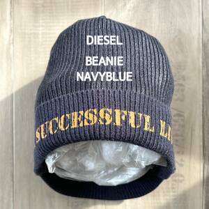 【DIESEL】 ディーゼル つば付きニットキャップ ビーニー 冬服 帽子 メンズ ロック 匿名配送 紺色 ネイビーブルー