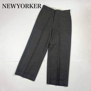 NEWYORKER ニューヨーカー ワイドストレートパンツ 70-95 LL相当 ワイドパンツ レディース スーツ 大きサイズ センタープレスパンツ グレー