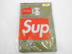 68 送60サ 1125$D17 Supreme Hanes Tagless Tee Tシャツ パック Olive サイズL 未使用