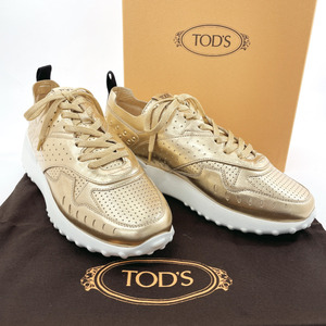 トッズ TOD’S スニーカー XXW80A0W590MTZ メタリック レザー ゴールド サイズ40 JPサイズ 27cm