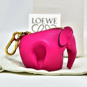 鑑定済 新品 ロエベ LOEWE エレファントチャーム コインケース 小物入れ 箱・袋付き レザー ピンク 即日配送 K362-64