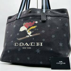 1円～【未使用級】入手困難品 コーチ COACH ピーナッツ トートバッグ ビジネスバッグ ブリーフケース A4 2way レザー メンズ レディース 黒