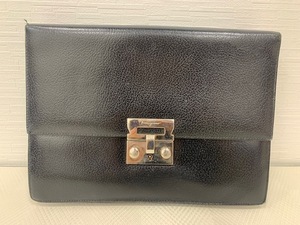 ☆1000円スタート☆ Salvatore Ferragamo フェラガモ AU-24 9502 レザー セカンドバッグ クラッチバッグ ハンドバッグ メンズ ◆27989