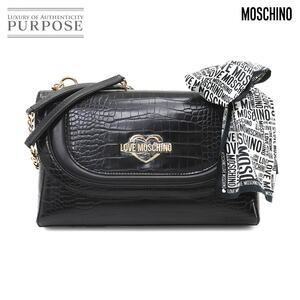 未使用 展示品 モスキーノ MOSCHINO チェーン ショルダー バッグ PU ブラック クロコ型押し JC4320PP9EKB100A Shoulder Bag 90255272