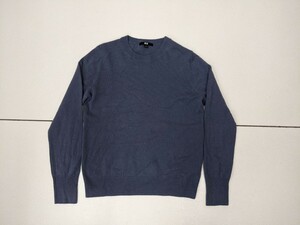 13．カシミア 100% ユニクロ UNIQLO Cashmere カシミヤ100 ニットセーター メンズL 青味がかったグレー系 202