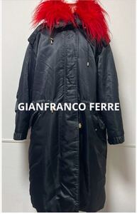 【定価約12万 イタリア製 MA-1素材】GIANFRANCO FERRE ファー モッズコート ジャケット ジャンフランコフェレ ブラック メンズ レディース