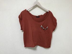 本物ジョンブルjohnbullコットンビーズポケットカットソー半袖Tシャツレディース赤レッドフリーFREE