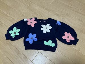 USED★babyGAP【花柄セーター/ネイビー】12-18month(80cm)