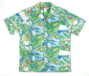 USA製 1990s Hilo Hattie S/S Aloha shirts L MADE IN HAWAII オールドヒロハッティー コットンアロハシャツ 半袖 ハワイ ヤシの木