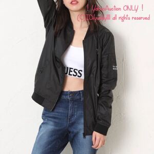 新品タグ付 未開封 ゲス GUESS オンライン限定　LADIES WOVEN BOMBER JACKET　ブラック,X-SMALL　ボンバージャケット/ブルゾン/完売　即決