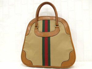 ◆美品◆GUCCI オールド グッチ◆シェリー◆キャンバス レザー 本革◆ハンド バッグ◆ベージュ系 G金具◆イタリア製◆ヴィンテージ◆A8413